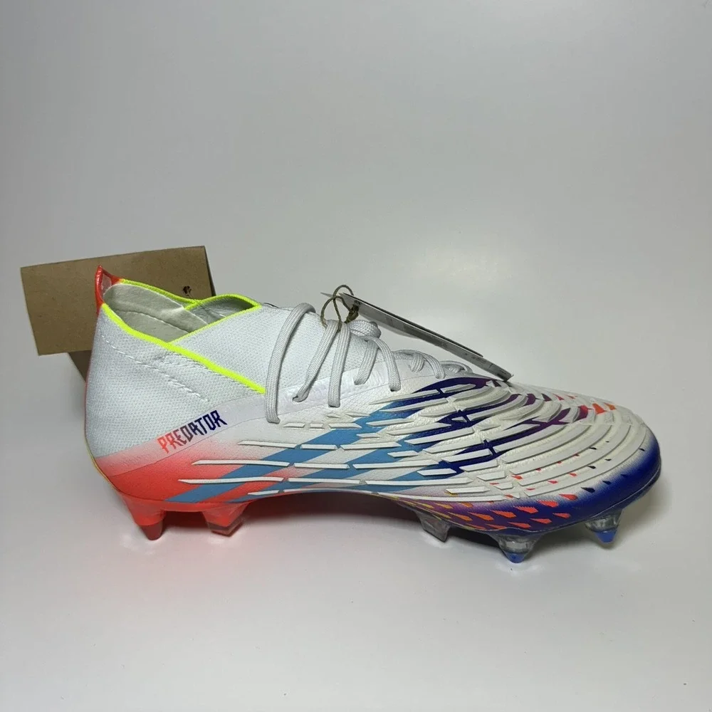 Adidas Predator Edge.1 SG White Blue Soccer Cleats Men's 5.5 Women's 6.5